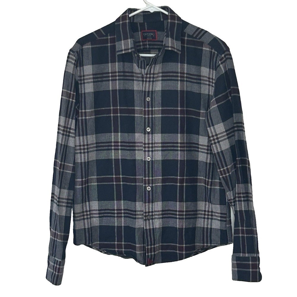 UNTUCKit Plaid McLntyre Shirt Men's Size S Blue Gray Regular Fit Cotton